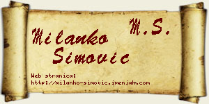 Milanko Simović vizit kartica